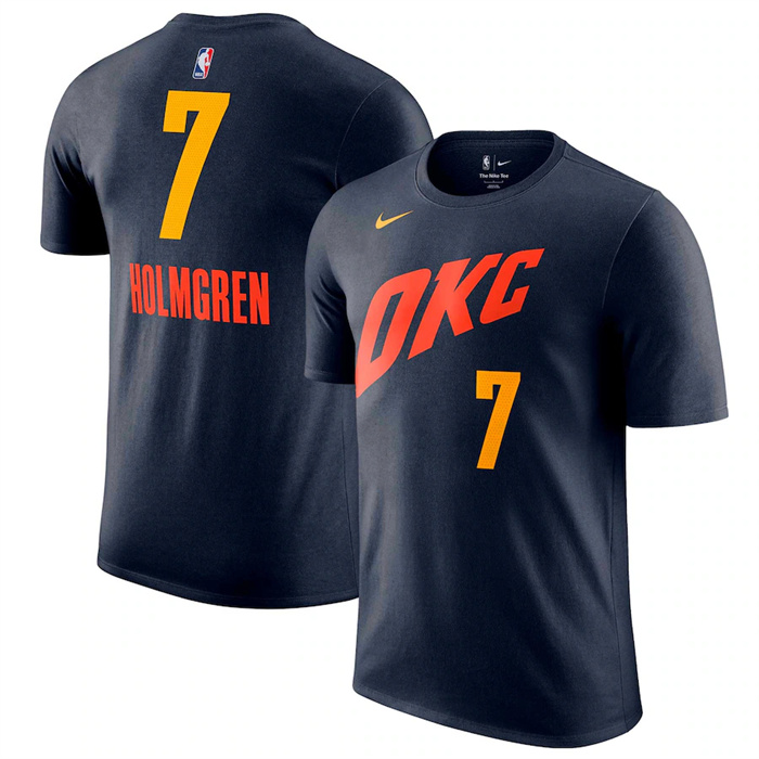 Men's Oklahoma City Thunder #7 Chet Holmgren 2023/24 City Edition Name & Number T-Shirt